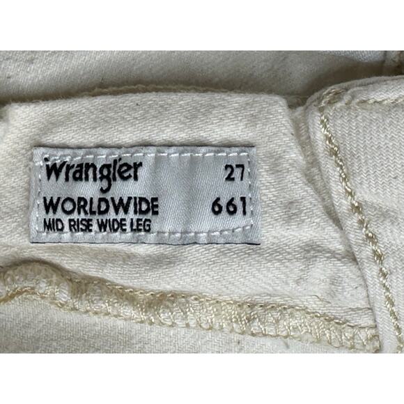 Wrangler Unbound Vanilla Wide Leg Jeans Beige Mid Rise Western Casual Cowgirl 27 - Picture 4 of 9